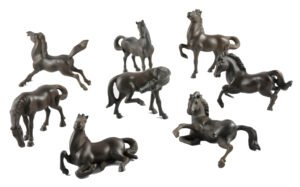 8 Piece Set Stallion Horses, Sculptured Figurine Collection